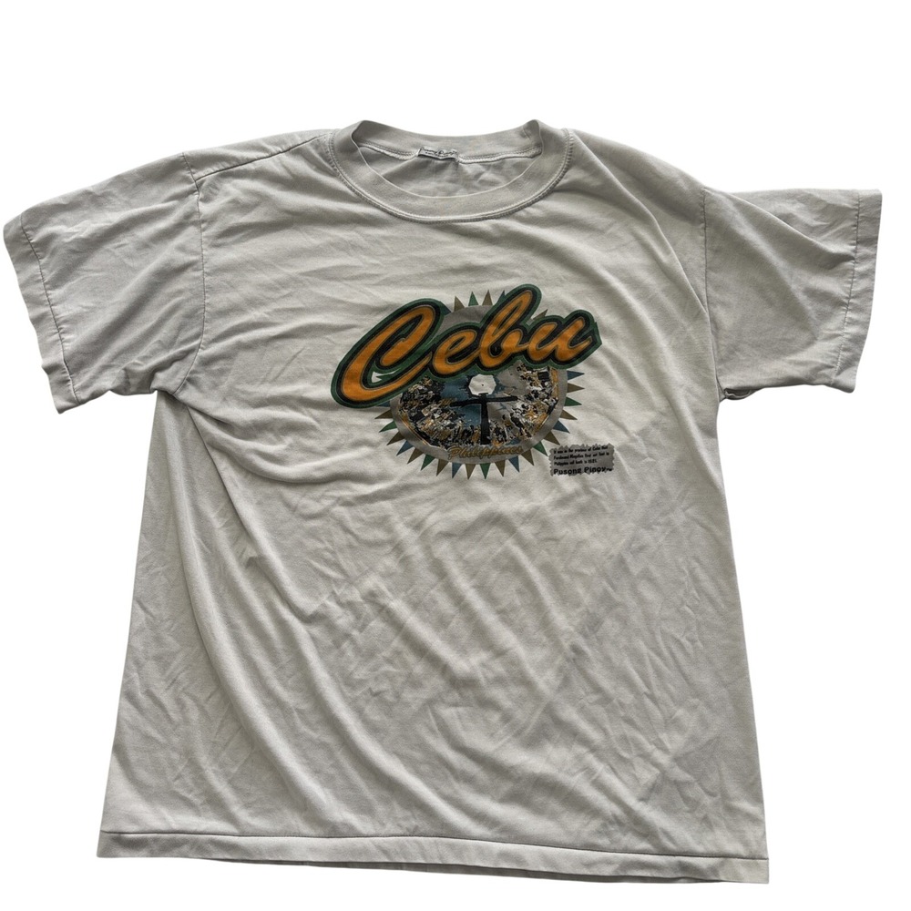 Vintage CEBU Philippines Graphic text T-Shirt Mens medium - Single Stich